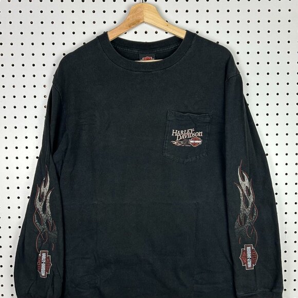 Harley Davidson Motorcycle Biker T Shirt Medium Colonel Rebel Ole Miss Black Y2K - Picture 3 of 7